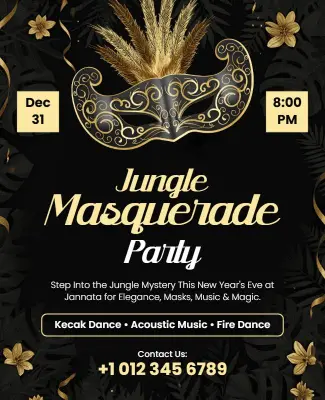 Jungle Masquerade New Year's Party Flyer Template