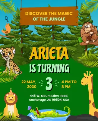 Jungle Themed Birthday Party Flyer Template