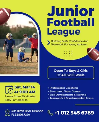 Junior Football League Event Flyer Template