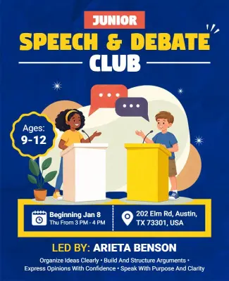 Junior Speech and Debate Club Flyer Template