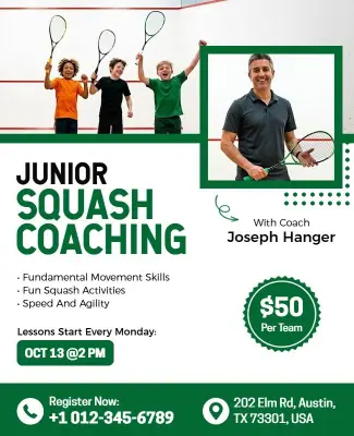Junior Squash Coaching Flyer Template