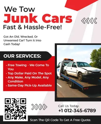 Junk Car Towing Service Flyer Template