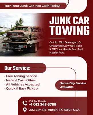 Junk Car Towing Service Poster Template
