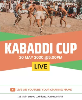 Kabaddi Cup Live Sports Event Flyer Template