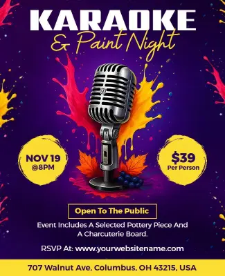 Karaoke and Paint Night Event Flyer Template