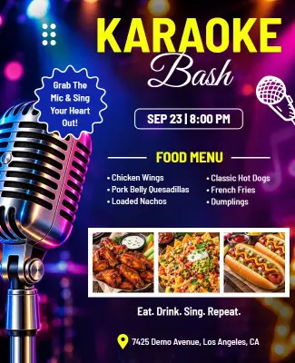 Karaoke Bash and Food Menu Flyer Template
