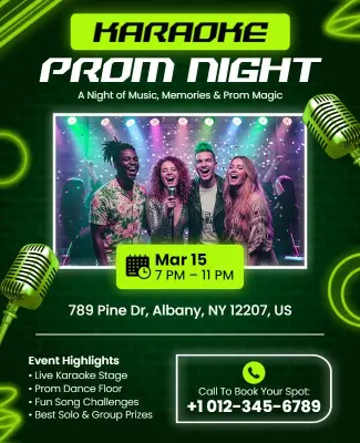 Karaoke Prom Night Event Flyer Template