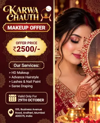 Karwa Chauth Makeup Offer Promotion Flyer Template