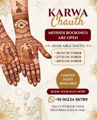 Karwa Chauth Mehndi Booking Flyer Template