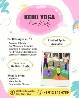 Keiki Yoga for Kids Promotional Flyer Template