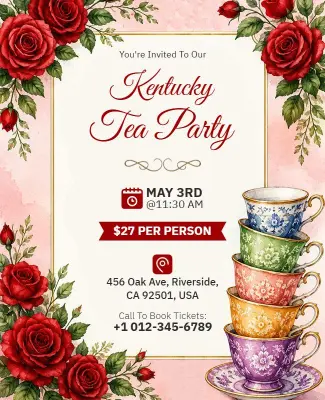 Kentucky Tea Party Invitation Flyer Template