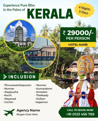 Travel Tour Package Kerala Flyer Template