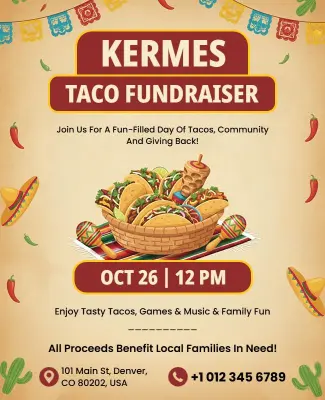 Kermes Taco Fundraiser Benefiting Families Flyer Template