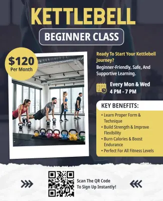 Kettlebell Fitness Beginner Class Flyer Template