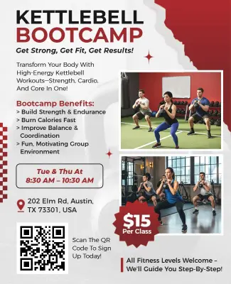 Kettlebell Strength Training Bootcamp Flyer Template