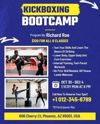 Kickboxing Bootcamp Training Flyer Template