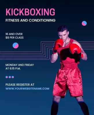 Kickboxing Fitness and Conditioning Class Flyer Template