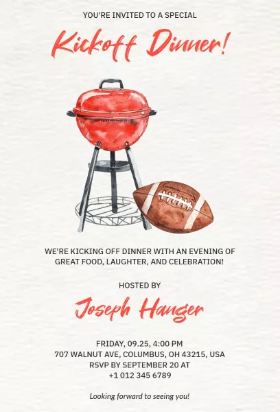 Kickoff Dinner Gathering Celebration Invitation Template