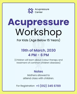 Kids Acupressure Workshop Informational Flyer Template