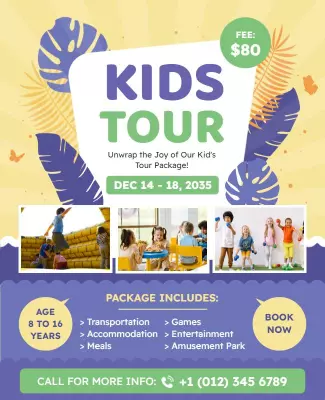 Kids Adventure Tour Package Flyer Template