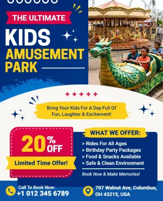 Kids Amusement Park Promotion Flyer Template