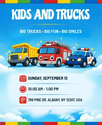 Kids and Trucks Event Flyer Template