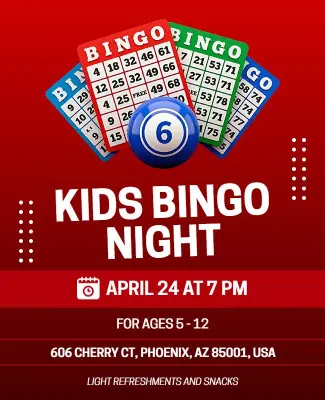 Kids Bingo Night Event Flyer Template