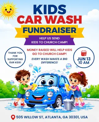 Kids Car Wash Fundraiser Event Flyer Template