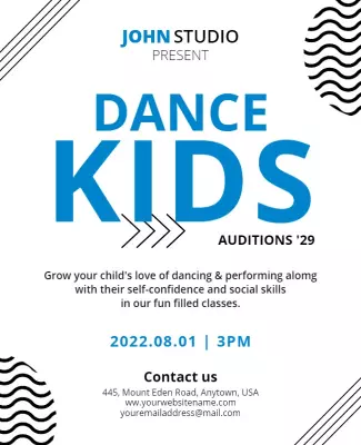 Kids Dance Auditions Announcement Flyer Template
