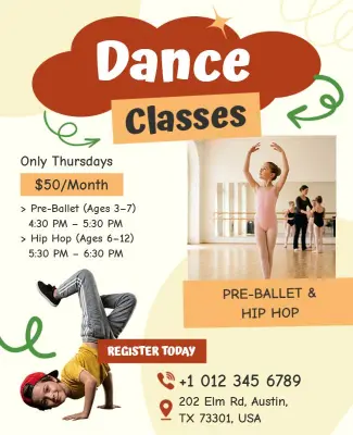 Kids Dance Classes Flyer Template