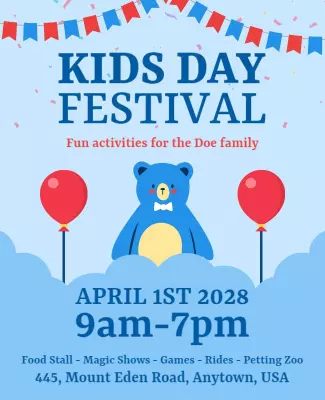 Kids Day Festival with Family Fun Activities Flyer Template