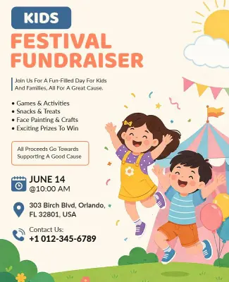 Kids Festival Fundraiser Event Flyer Template