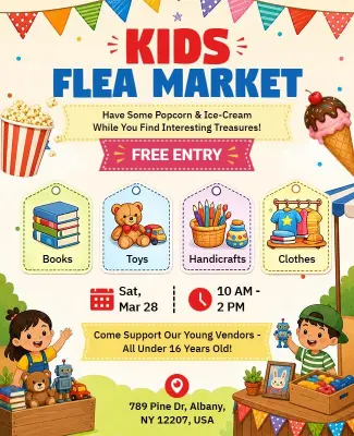 Kids Flea Market Event Poster Template