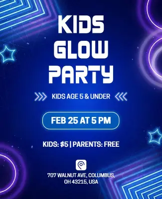 Kids Glow Party Flyer Template