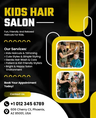 Kids Hair Salon Services Poster Template