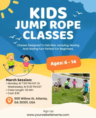 Kids Jump Rope Classes Flyer Template