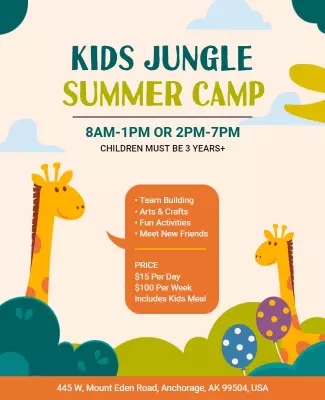 Kids Jungle Summer Camp Event Flyer Template
