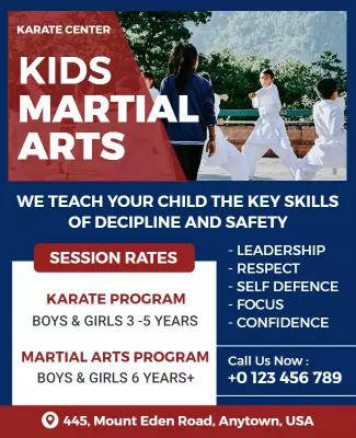 Kids Martial Arts Program Promotional Flyer Template