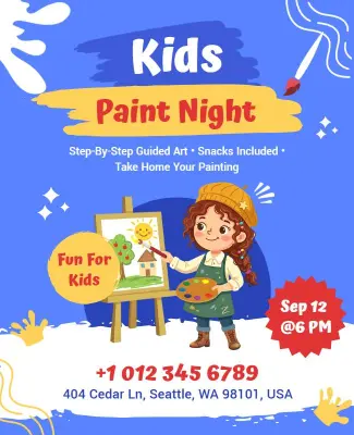 Kids Paint Night Event Poster Template