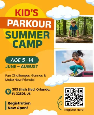 Kids Parkour Summer Camp Flyer Template