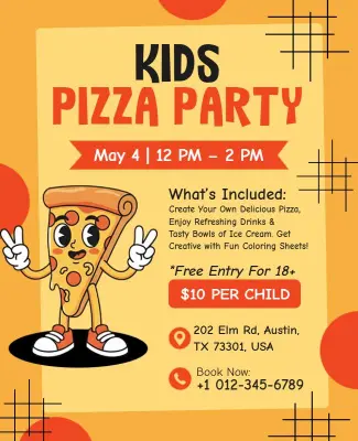 Kids Pizza Party Event Flyer Template