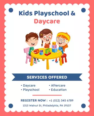 Kids Playschool and Daycare Services Flyer Template