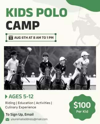 Kids Polo Camp Event Sports Flyer Template