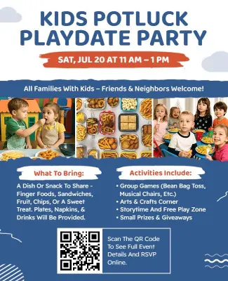 Kids Potluck Playdate Party Event Flyer Template