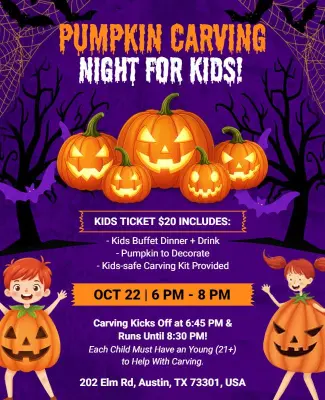 Kids Pumpkin Carving Event Flyer Template