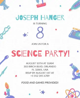 Kids Science Birthday Party Flyer Template