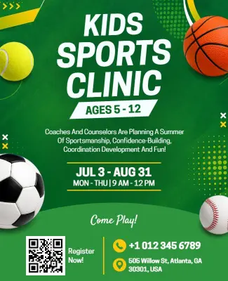Kids Sports Clinic Event Poster Template