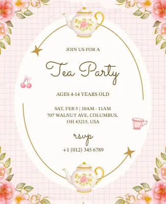 Kids Tea Party Invitation Flyer Template