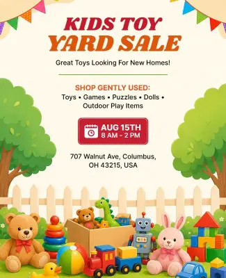 Kids Toy Yard Sale Event Flyer Template