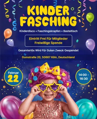 Kinder Fasching Event Feier Flyer Vorlage